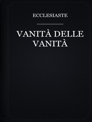 cover image of Vanità delle Vanità